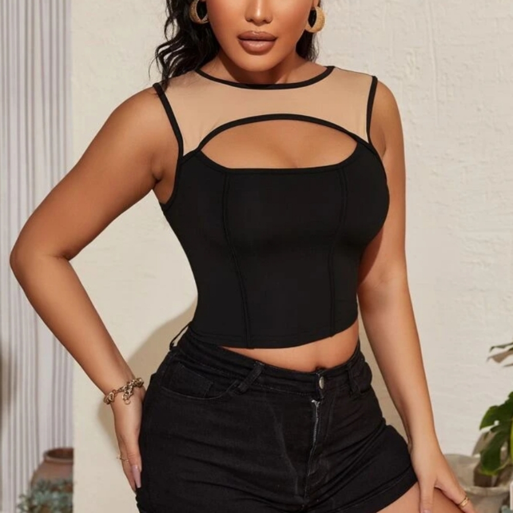 New! Corset Cut-Out Crop Top